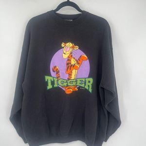 Vintage Hanes Heavyweight Tigger Disney Sweatshirt Crewneck Size XL Black
